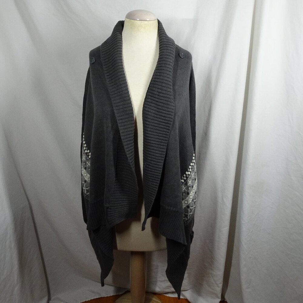 Hang Ten Women Open Front Drape Cardigan Size L. Pockets. Missing Belt.